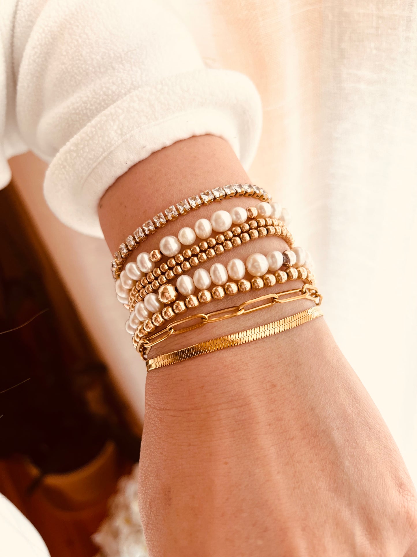 Waterproof Gold Herringbone Bracelet