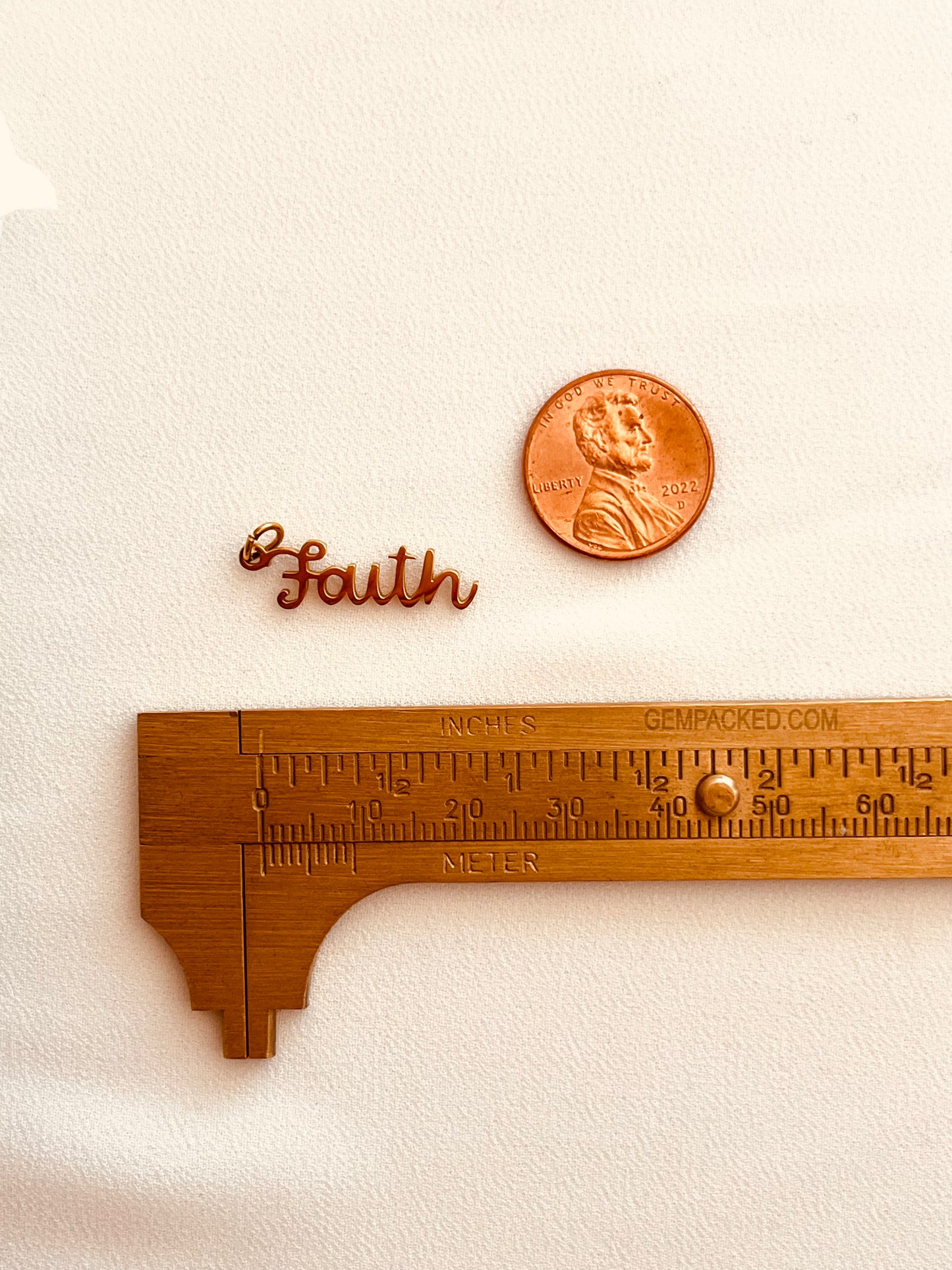 Faith Script Charm • Waterproof Gold Charm