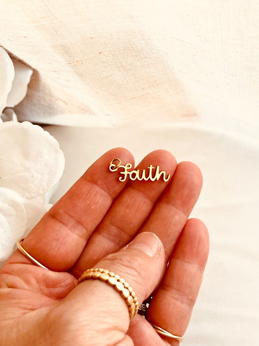 Faith Script Charm • Waterproof Gold Charm