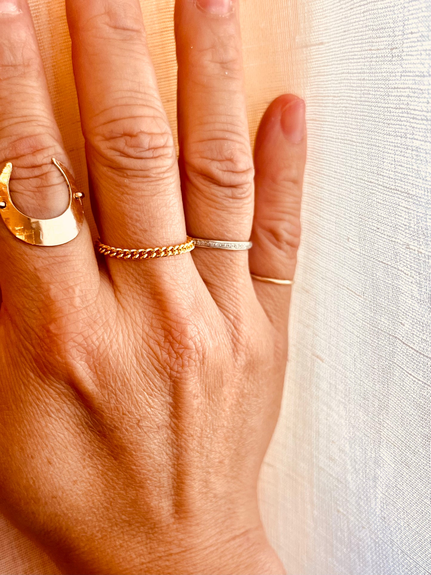 Custom Fit Chain Ring | 14K Gold Filled & Sterling Silver | Stackable Minimalist Ring | Unisex | Mix Metal