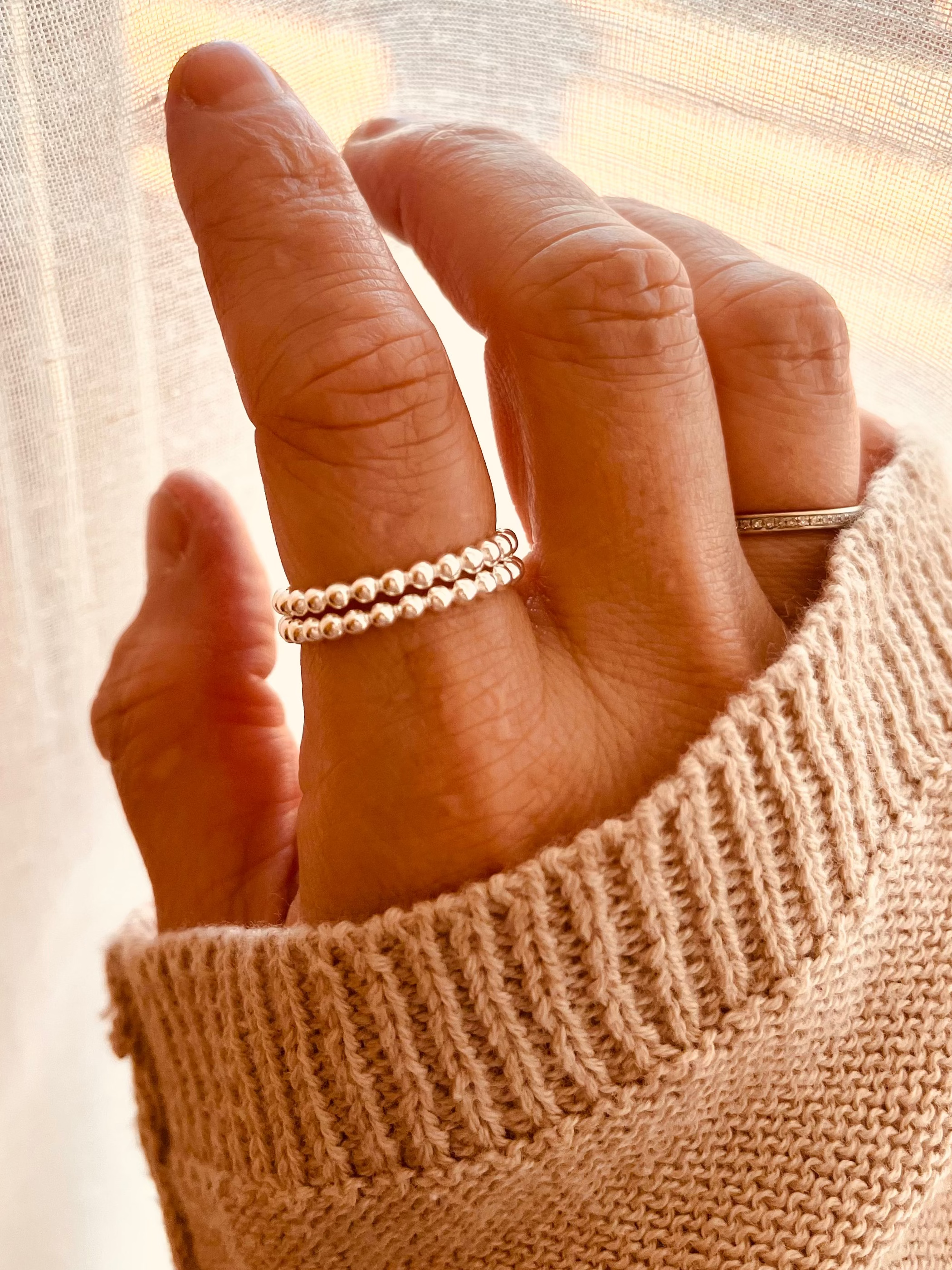 Silver Beaded Rings Sterling Silver Beaded Ring – Minimal Stackable Silver Ring – Coco ...