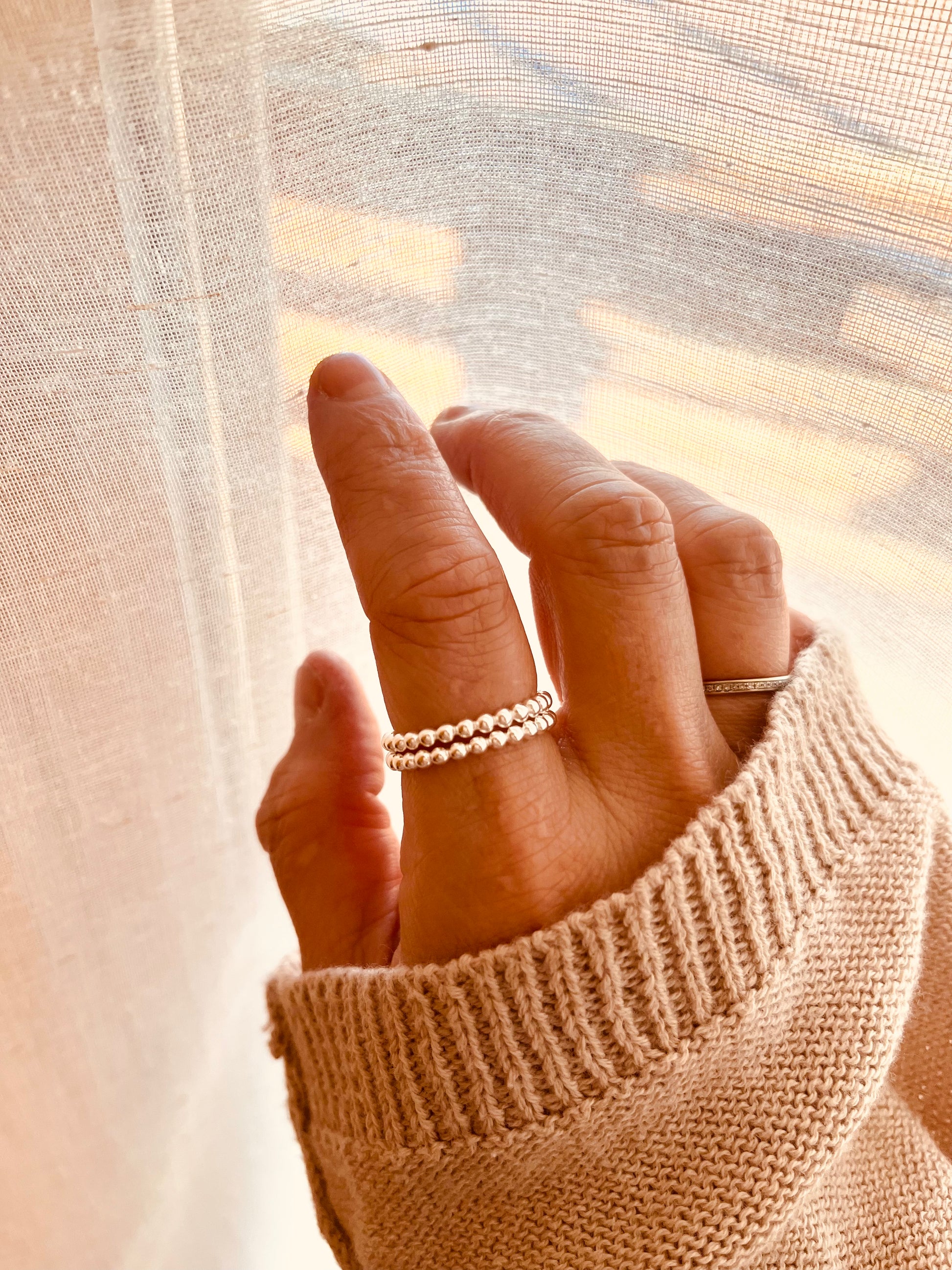 Sterling Silver Beaded Ring, ring stacking, sterling silver ring, valentines gift 