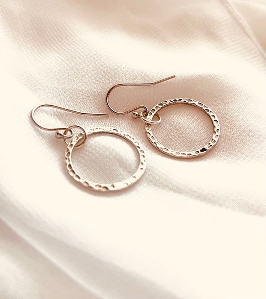 Organic Hammered Hoop Earrings, gift for her, birthday gift 