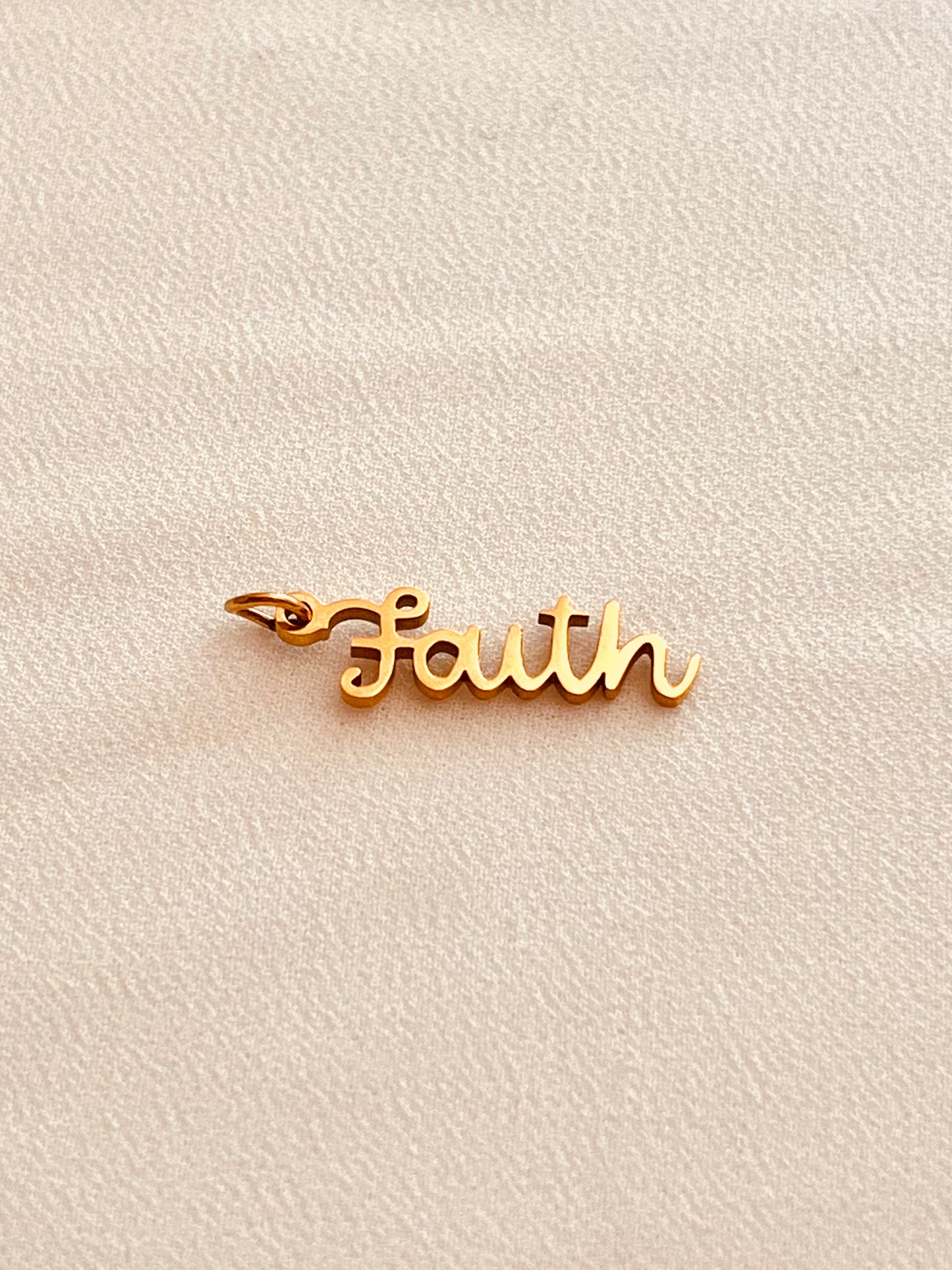 Faith Script Charm • Waterproof Gold Charm