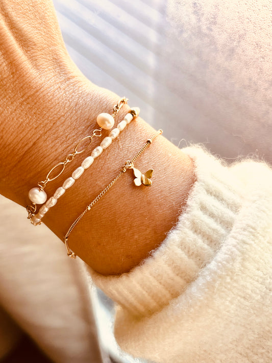 Butterfly Bracelet | 14k Gold Filled or Sterling Silver Butterfly Charm Bracelet | Custom Fit Bracelet | Handmade Jewelry | Waterproof Gift for Her