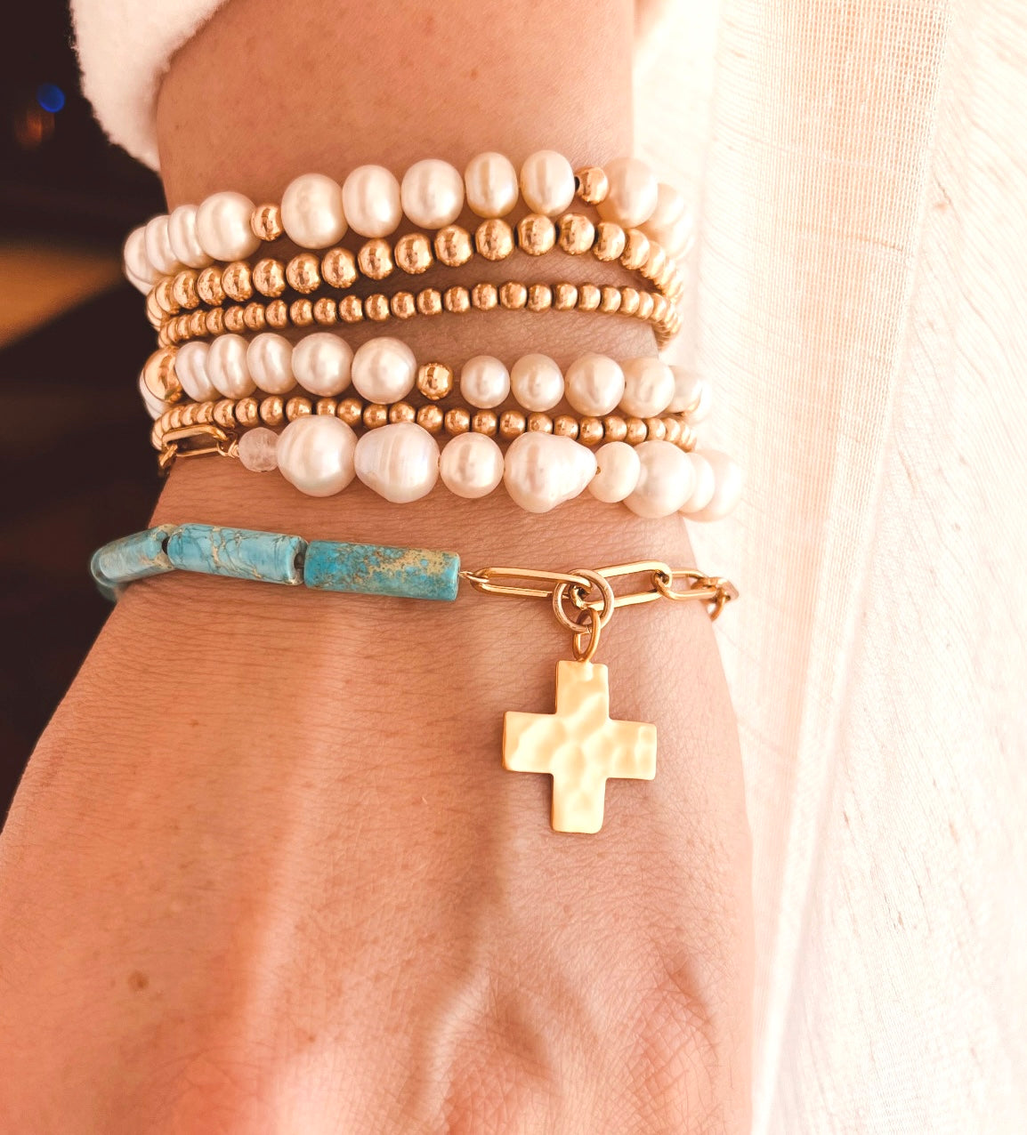 One-of-a-Kind Turquoise Cross Bracelet – Western Style Handmade Jewelry