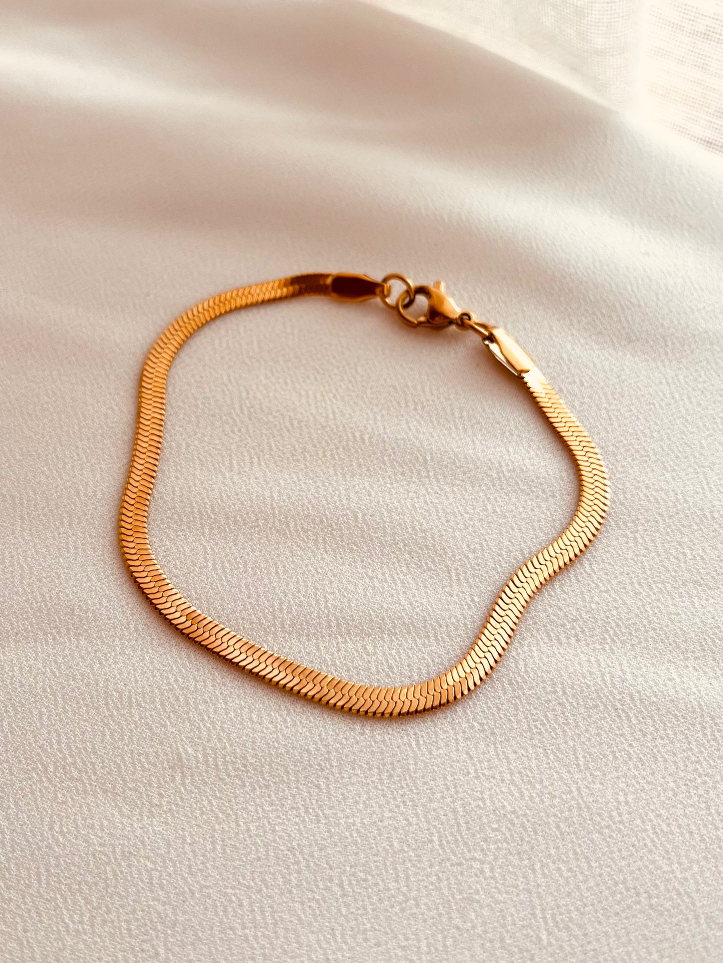 Waterproof Gold Herringbone Bracelet