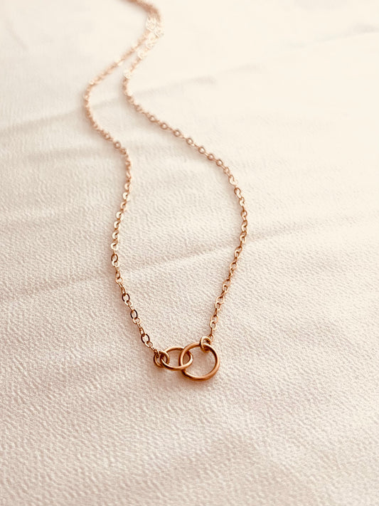 14K Solid Gold Connected Links Choker Necklace, Minimalist Jewelry, Meaningful Gift for Her