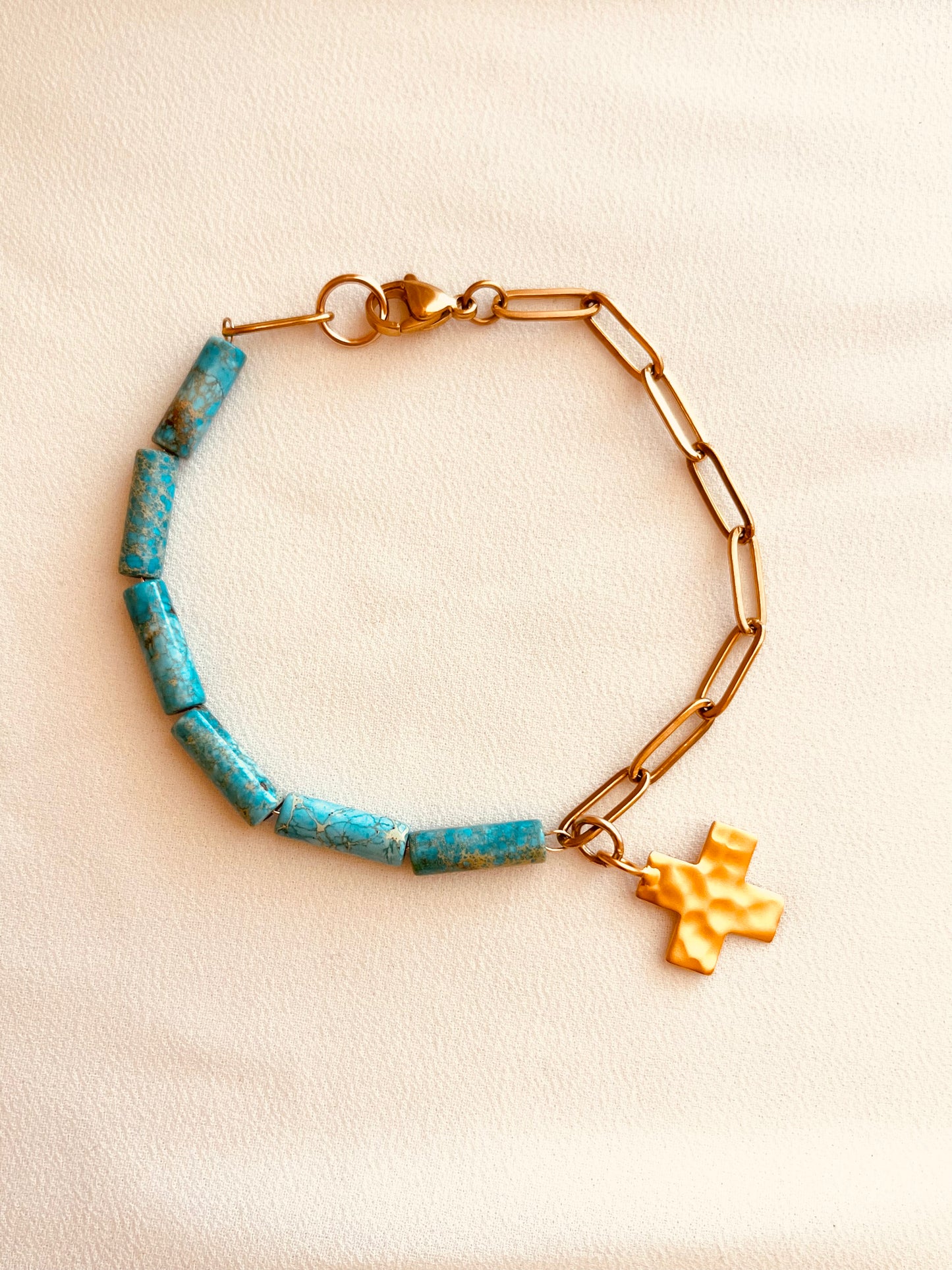 One-of-a-Kind Turquoise Cross Bracelet – Western Style Handmade Jewelry