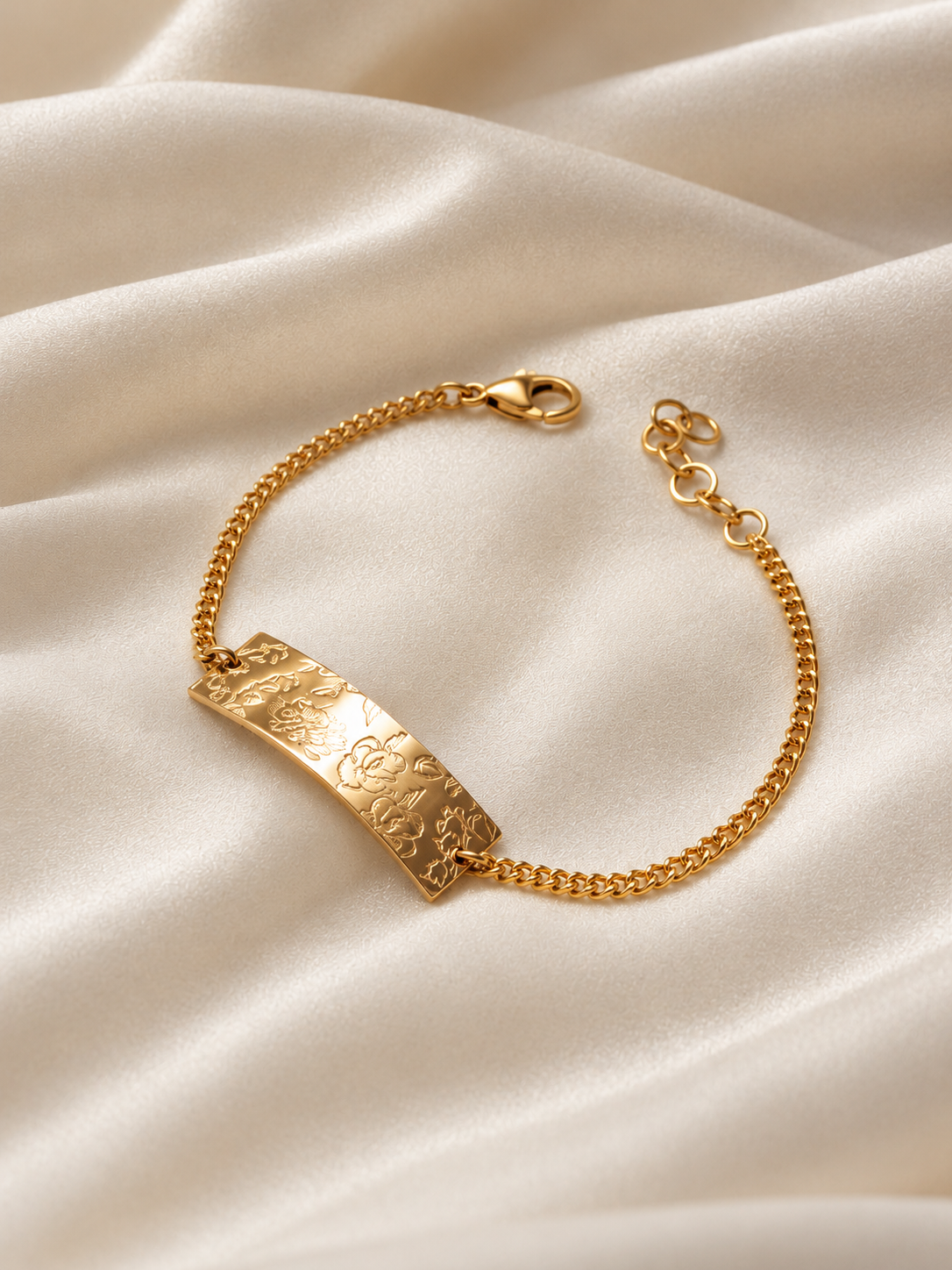Shop a personalized birth flower bar bracelet with up to 5 flowers. Handmade custom family jewelry, a meaningful gift for moms and grandmothers.