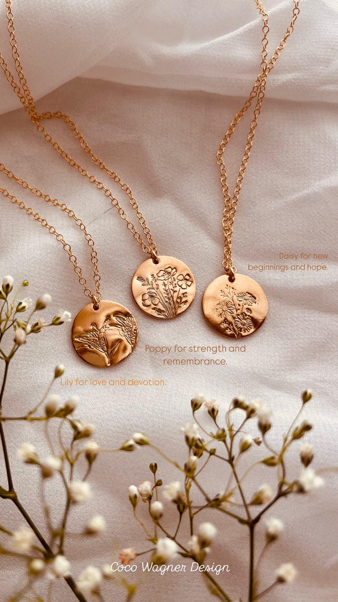 lily flower necklace gold Lily Flower Necklace – Dainty Gold Floral Pendant Necklace Sterling silver / 19”+ 1” Extender