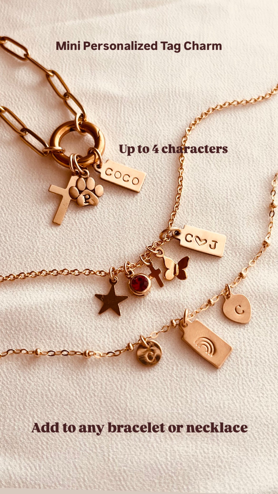 Mini Initial Tag Charm – Personalized Engraved Charm, Add-On for Necklace or Bracelet