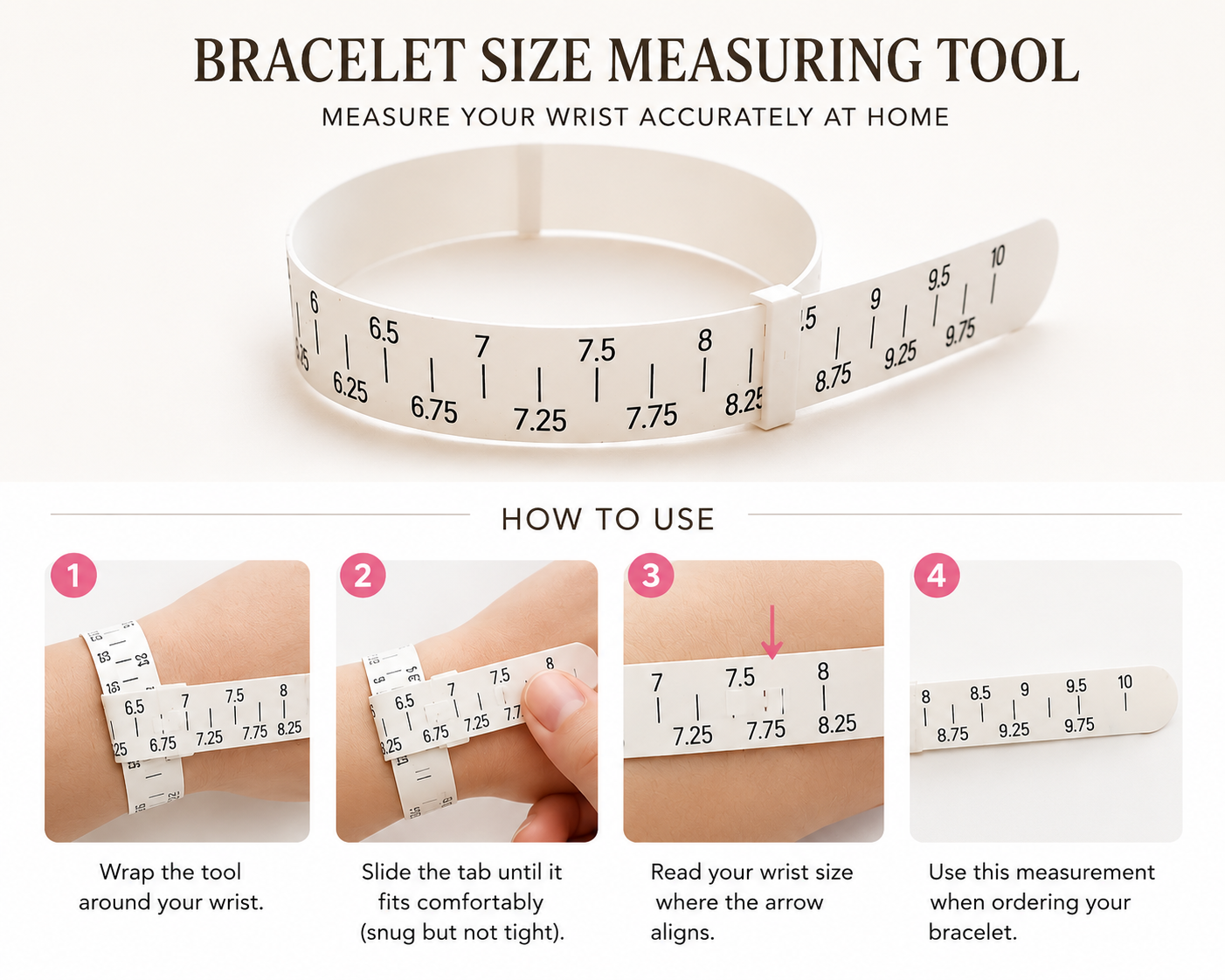 Custom Bracelet Sizer | Wrist Measuring Tool | Find Your Perfect Bracelet Size at Home