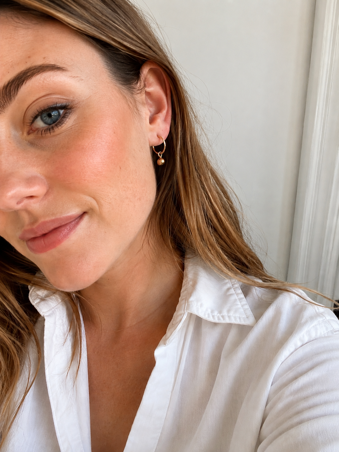 14k Gold Filled 16mm Ball Hoop Earrings, Minimalist Gold Hoop Earrings, Dainty Everyday Jewelry, Lightweight Modern Earrings, Gift for Women
