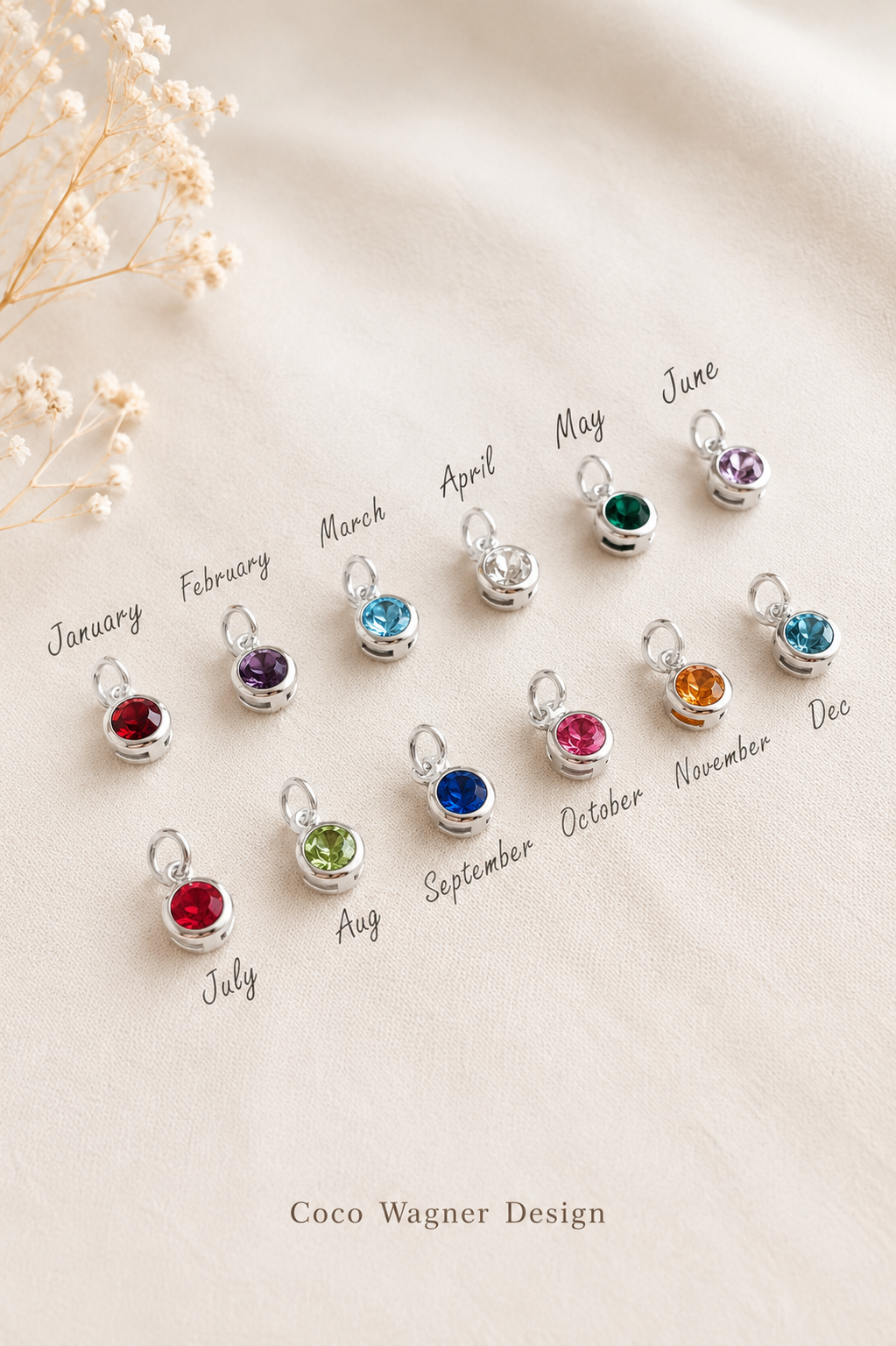 Sterling Silver Birthstone Bracelet | Personalized Family Charm Bracelet Gift for Mom