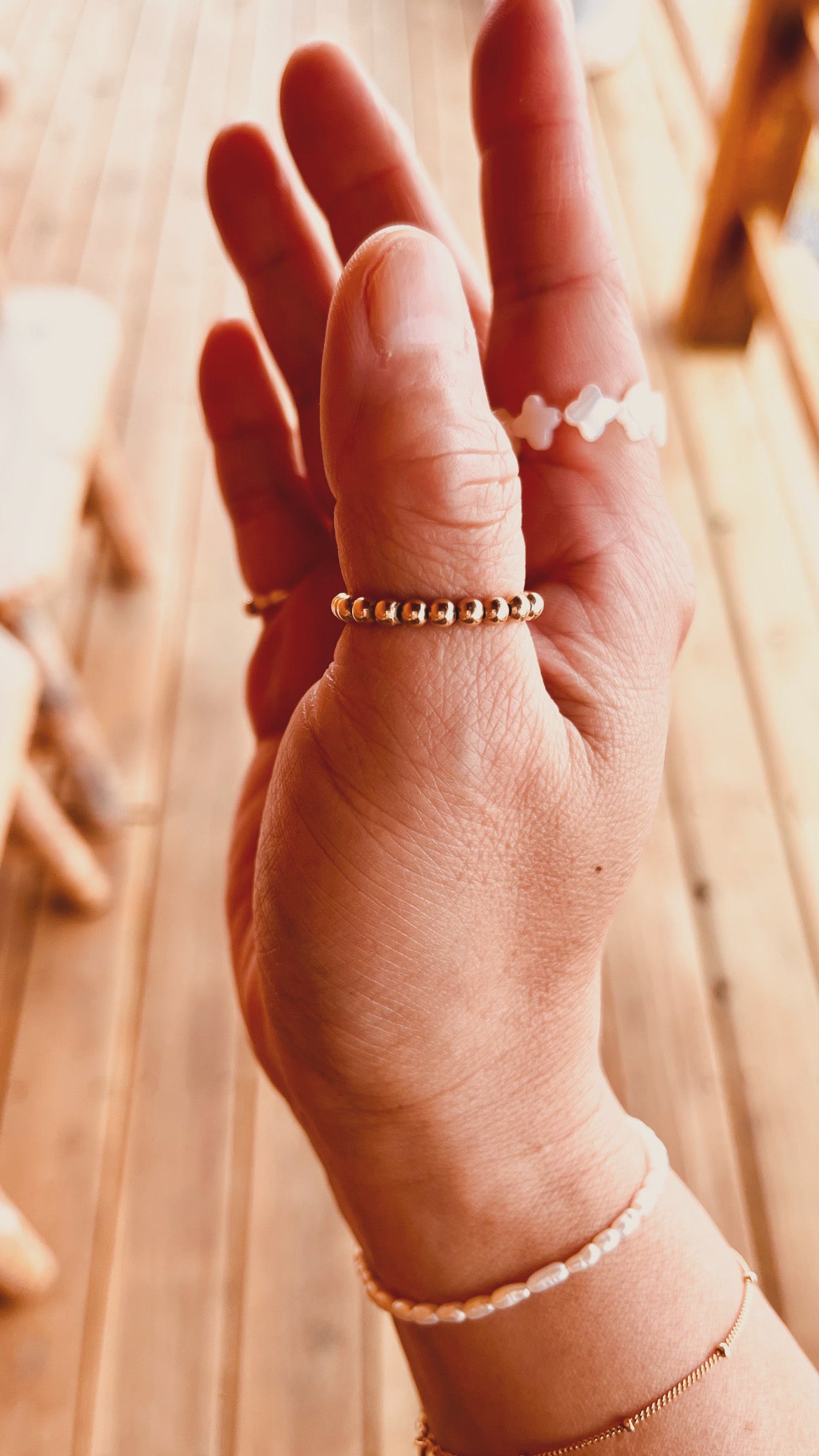 14K Gold Filled 3mm Beaded Stretch Ring | Custom Fit Ring