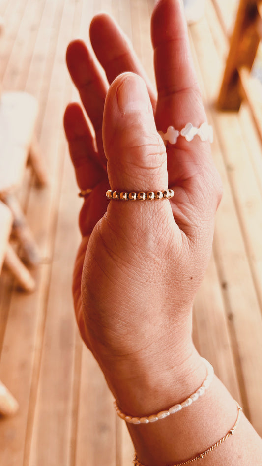 14K Gold Filled 3mm Beaded Stretch Ring | Custom Fit Ring