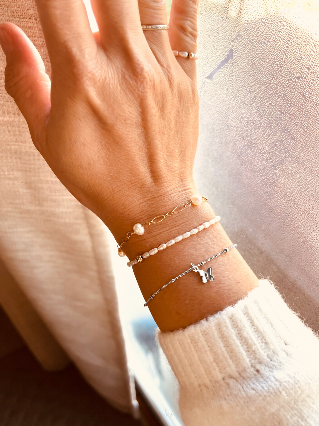 Butterfly Bracelet | 14k Gold Filled or Sterling Silver Butterfly Charm Bracelet | Custom Fit Bracelet | Handmade Jewelry | Waterproof Gift for Her