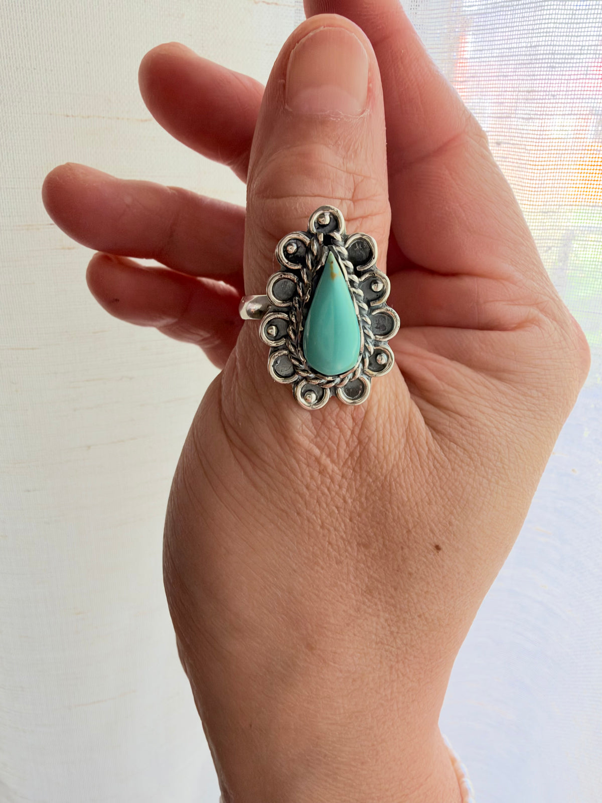 925 Sterling Silver Turquoise Ring | Adjustable Ring
