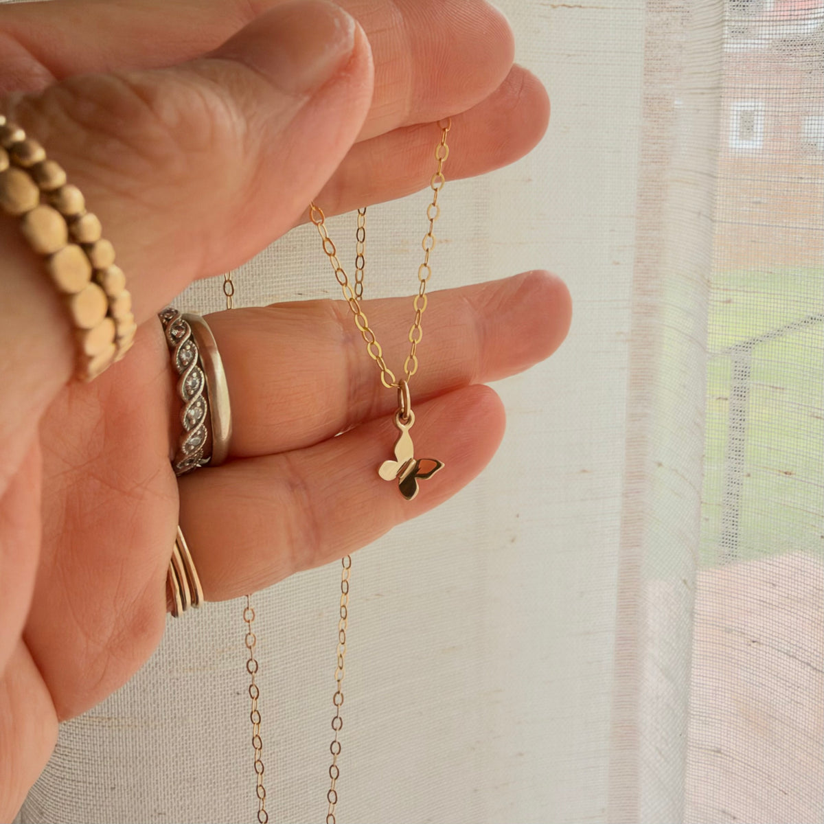 Tiny Butterfly Necklace – 14K Gold Filled & Sterling Silver | Dainty Everyday Jewelry