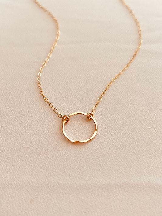 14k Gold Filled Circle Necklace – Minimalist Waterproof Everyday Jewelry