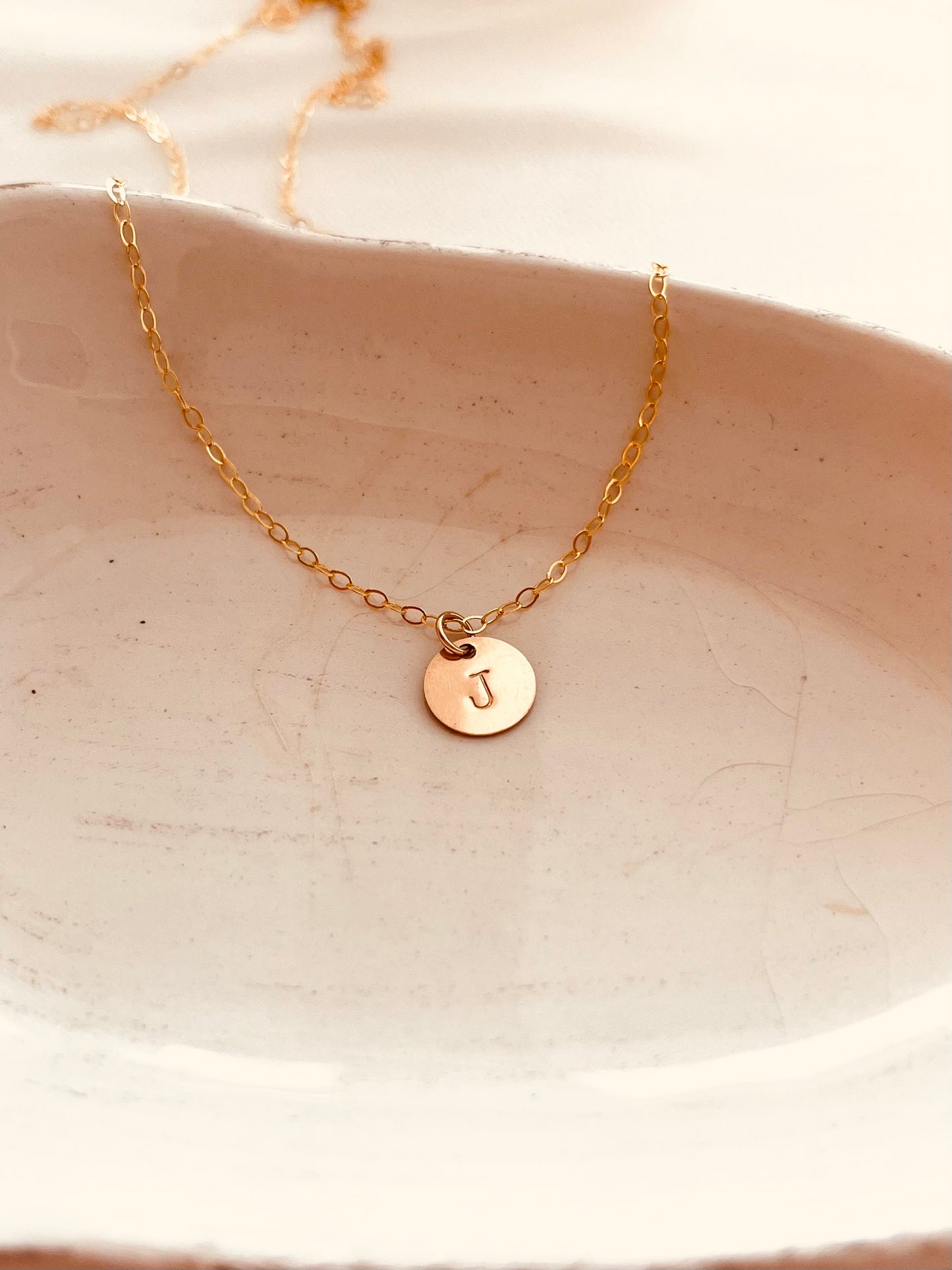 Mini Initial Disc Necklace