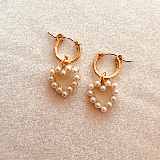 Heart Hoop Earrings | Waterproof 14K Gold Filled Heart Drop Earrings for Women