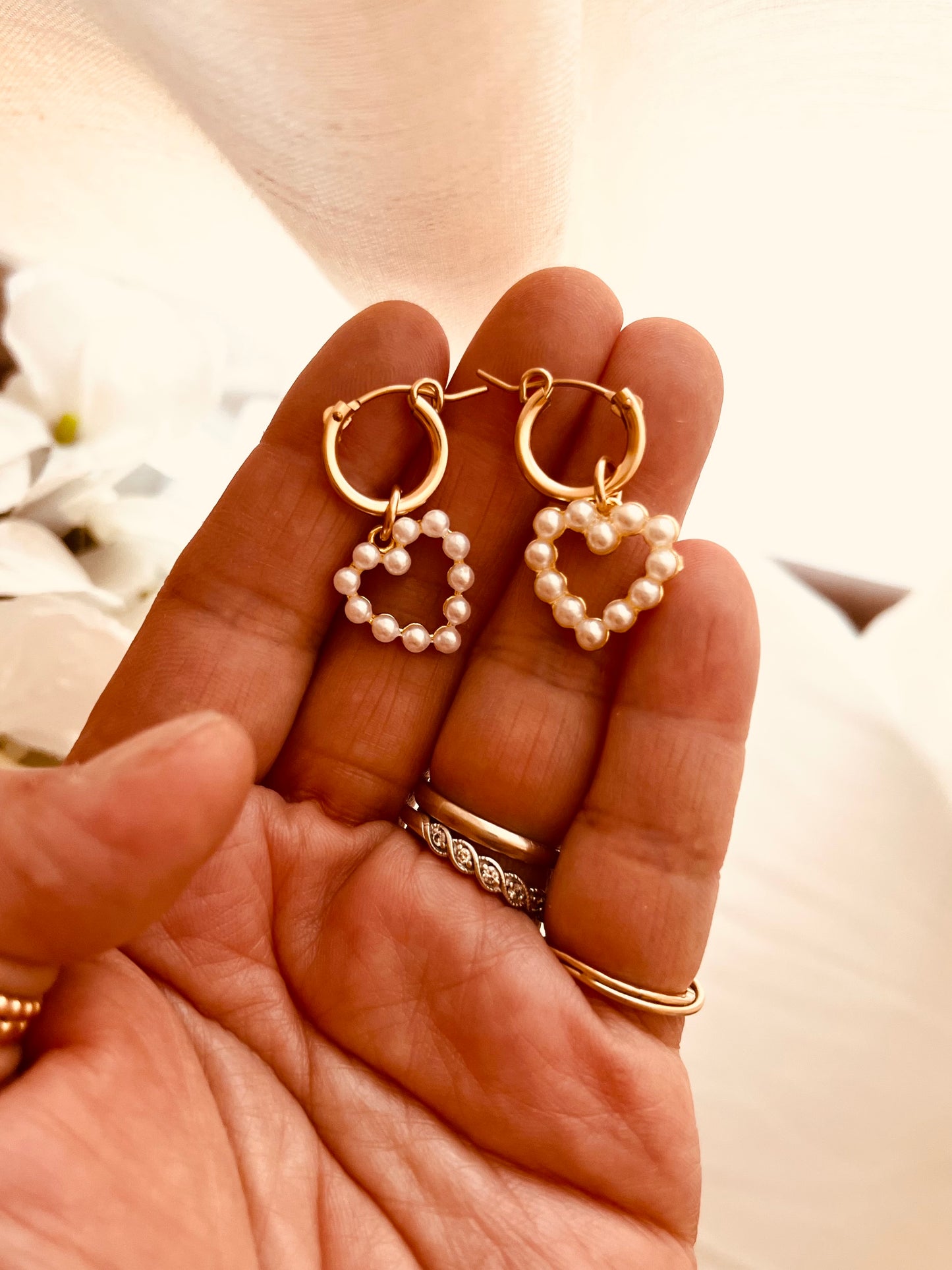 Heart Hoop Earrings | Waterproof 14K Gold Filled Heart Drop Earrings for Women
