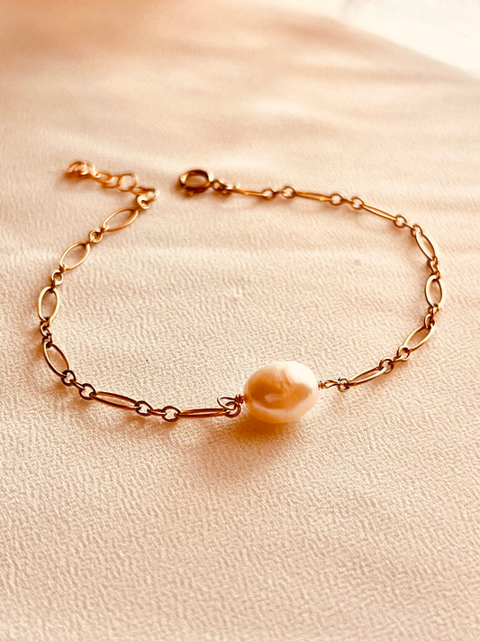 14k Gold Filled Freshwater Pearl Bracelet | Dainty Everyday Jewelry