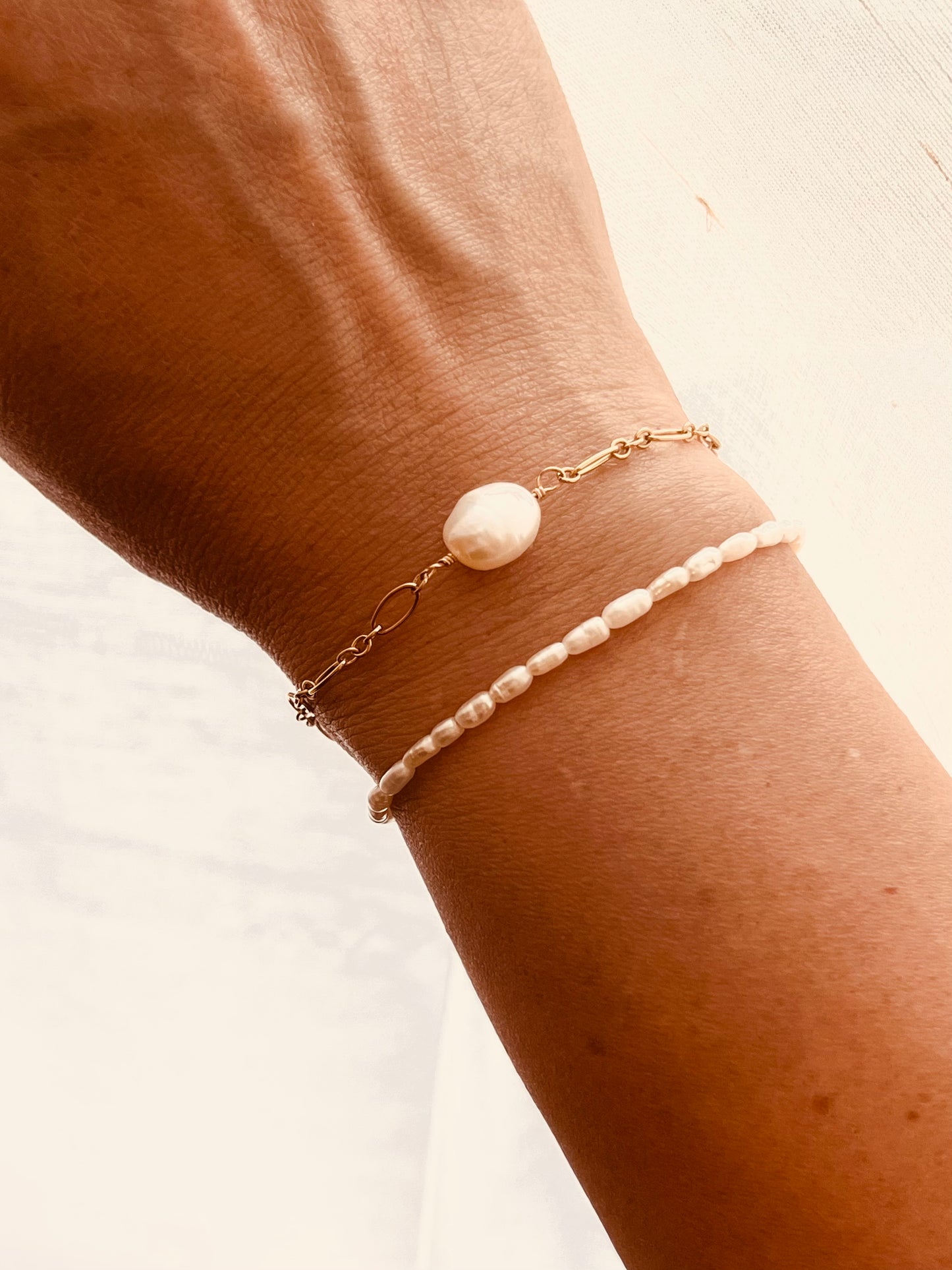 14k Gold Filled Freshwater Pearl Bracelet | Dainty Everyday Jewelry