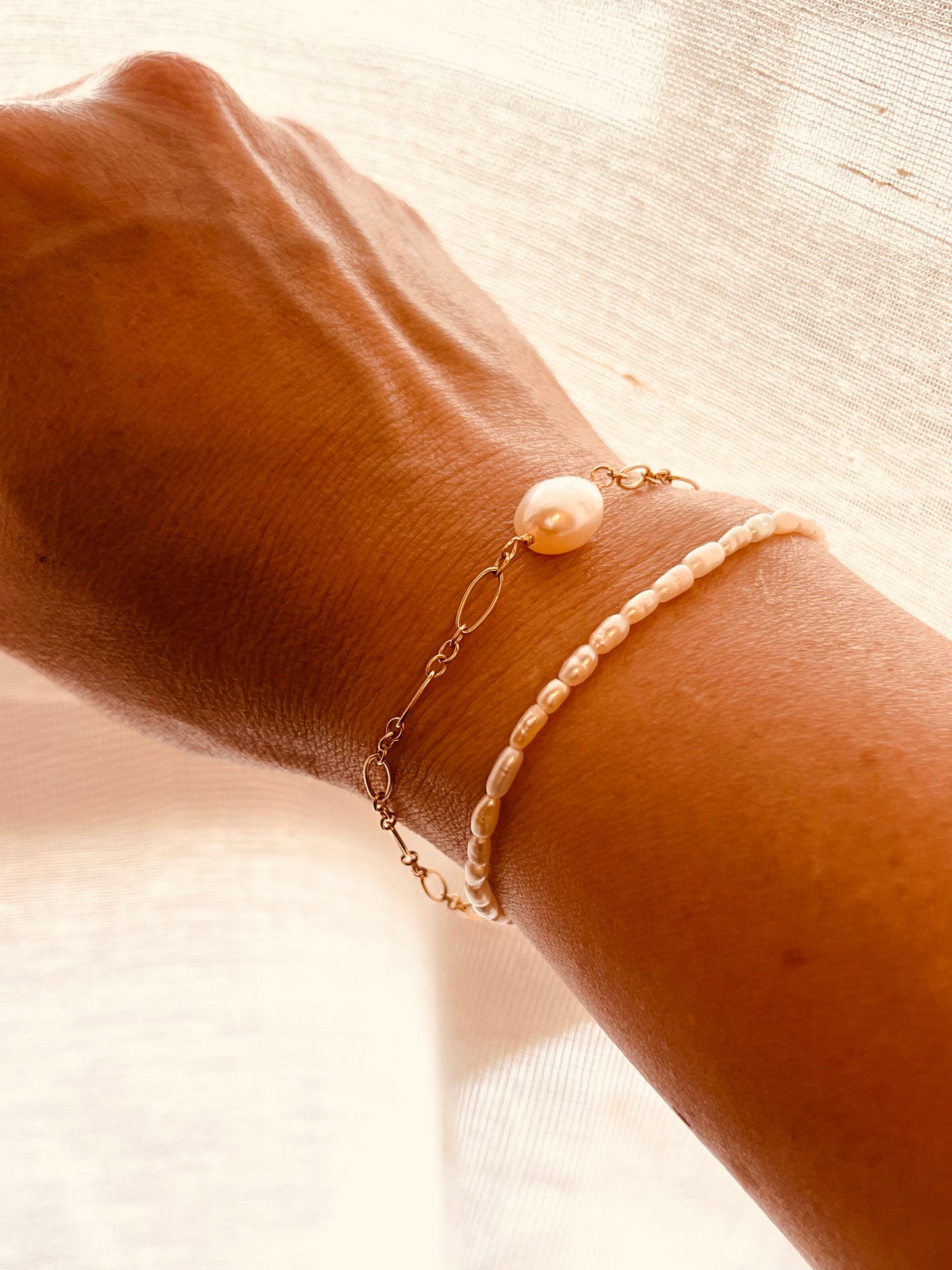 14k Gold Filled Freshwater Pearl Bracelet | Dainty Everyday Jewelry