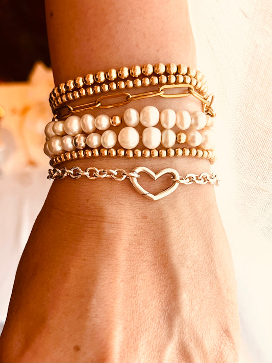 Sterling Silver Open Heart Bracelet | Minimalist Heart Chain Bracelet