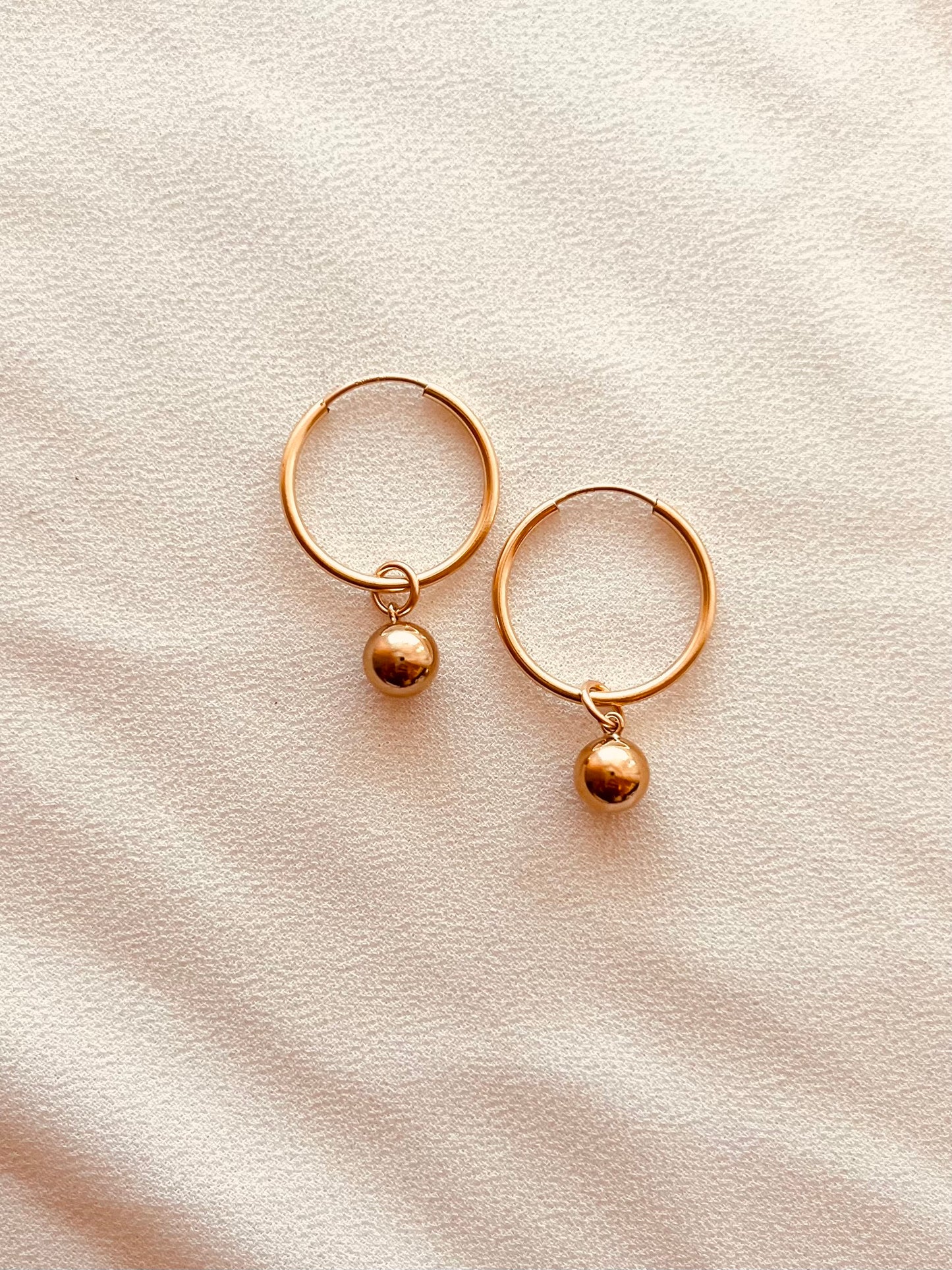 14k Gold Filled 16mm Ball Hoop Earrings, Minimalist Gold Hoop Earrings, Dainty Everyday Jewelry, Lightweight Modern Earrings, Gift for Women
