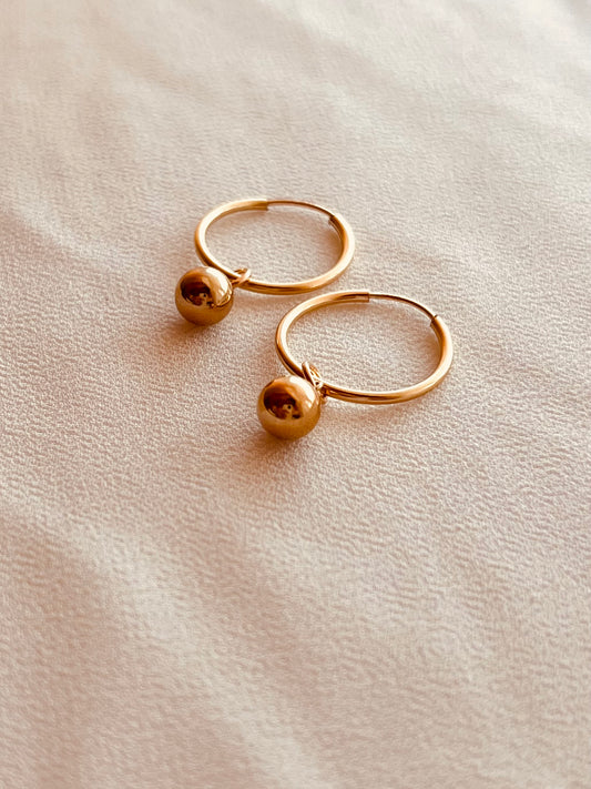 14k Gold Filled 16mm Ball Hoop Earrings, Minimalist Gold Hoop Earrings, Dainty Everyday Jewelry, Lightweight Modern Earrings, Gift for Women