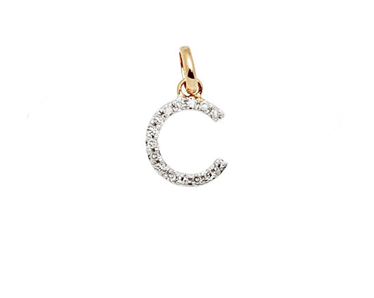 14K Solid Gold Diamond Initial Pendant | Genuine Diamond Letter Charm