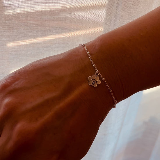 Paw Charm Bracelet, Silver Paw Initial, Tiny Paw, Paw print Keepsake, Paw Initial Chain, Personalized Options, Custom Paw Charm
, Initial Paw Bracelet, Your Pet, Your Way, Forever Passional pet gift, pet lovers gifts, gift for pet lovers , gift ideas 