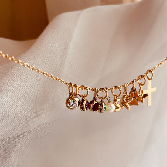Elodie Charm Necklace, Charms, charm necklace, charm jewelry, birthday gift, birthstone jewelry, birthstone necklace, gift for her, Christmas present, Holidays gifts 