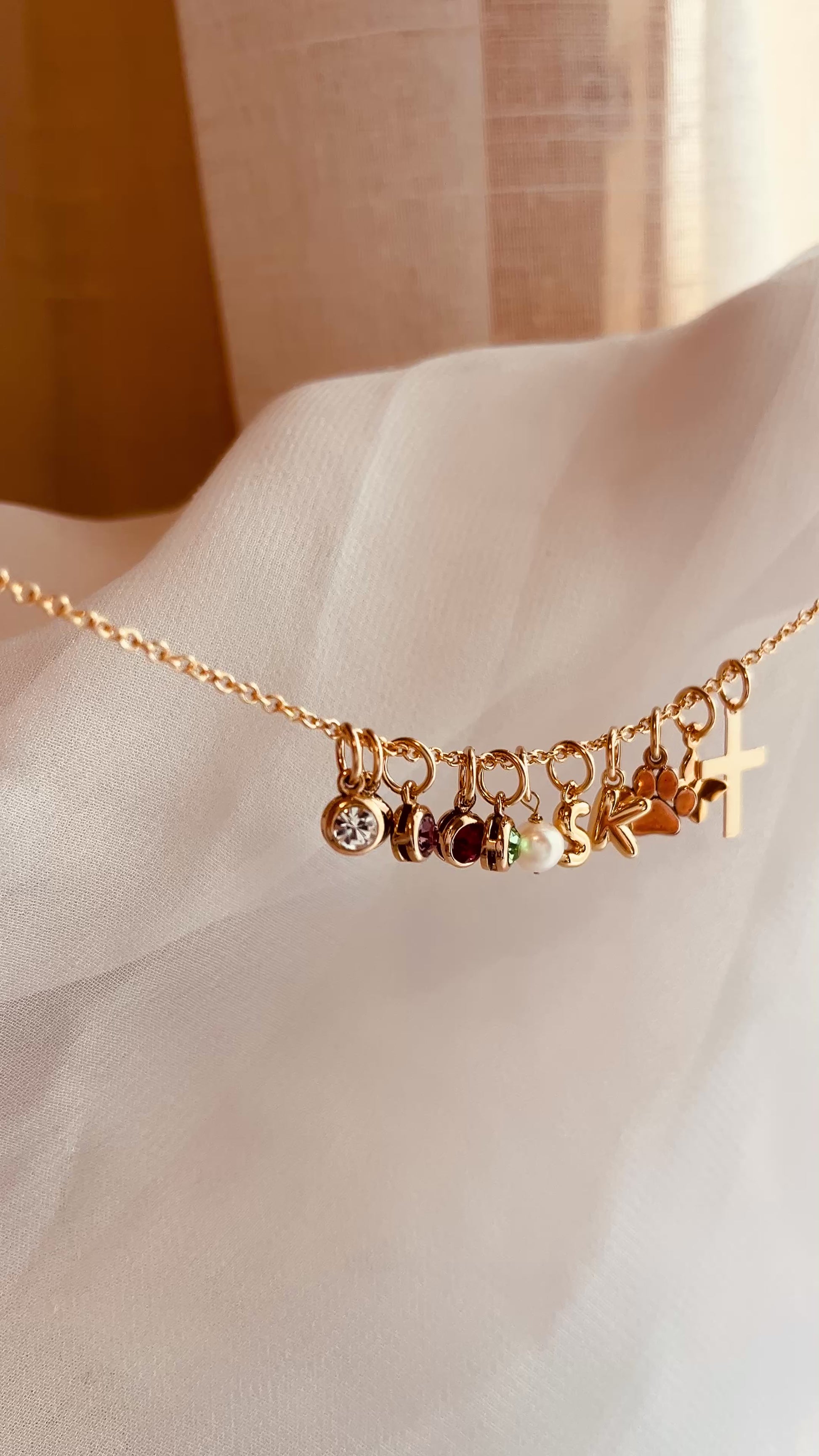 Elodie Charm Necklace, Charms, charm necklace, charm jewelry, birthday gift, birthstone jewelry, birthstone necklace, gift for her, Christmas present, Holidays gifts 
