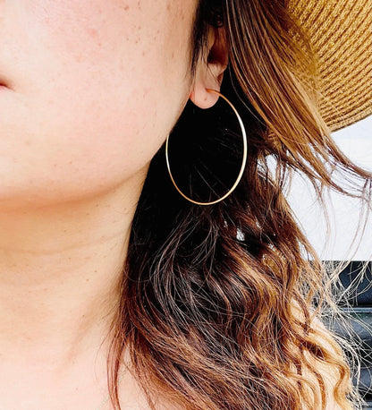 Bold Hoops, Hoop Earrings, 50mm hoop earrings, 50mm hoop earrings, 14k gold filled earrings