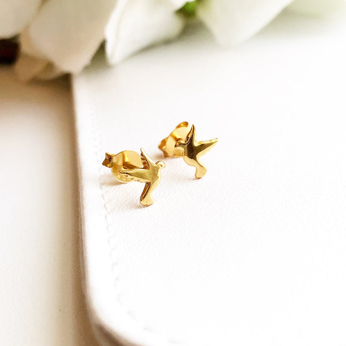 Tiny Bird Stud Earrings