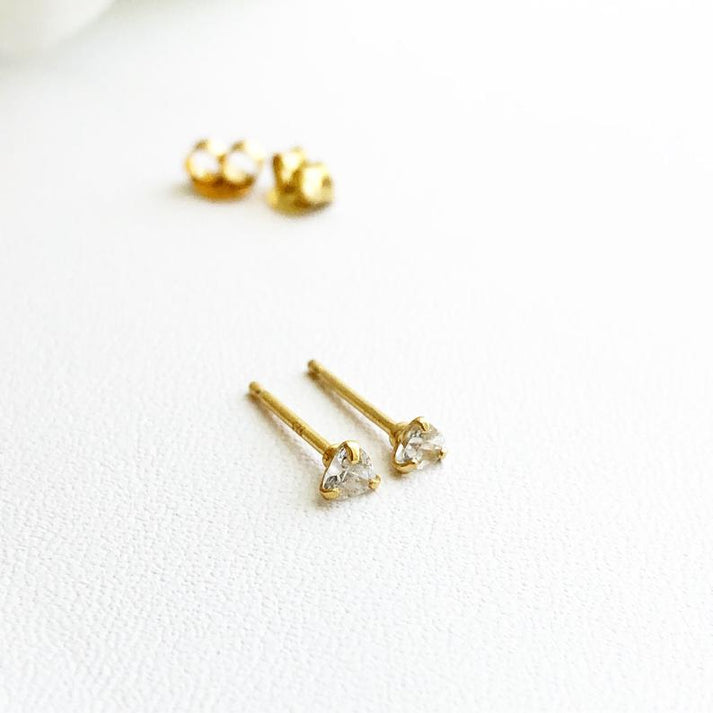 Classic 3mm Heart Stud Earrings