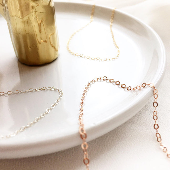 Ultra Dainty Necklace, Thin Chain Necklace, 14K Solid Gold, Silver or Rose Gold, Simple Layering Necklace, Chain Necklace, Dainty Chain