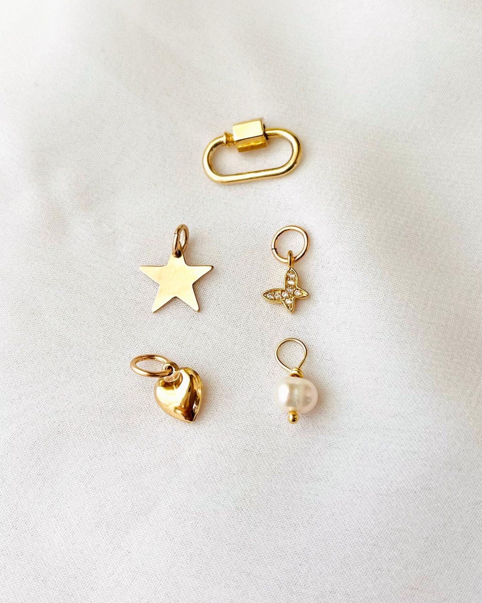 Star charm, Pearl Drop Charm, Heart Charm, charms, add to necklace, add to bracelet