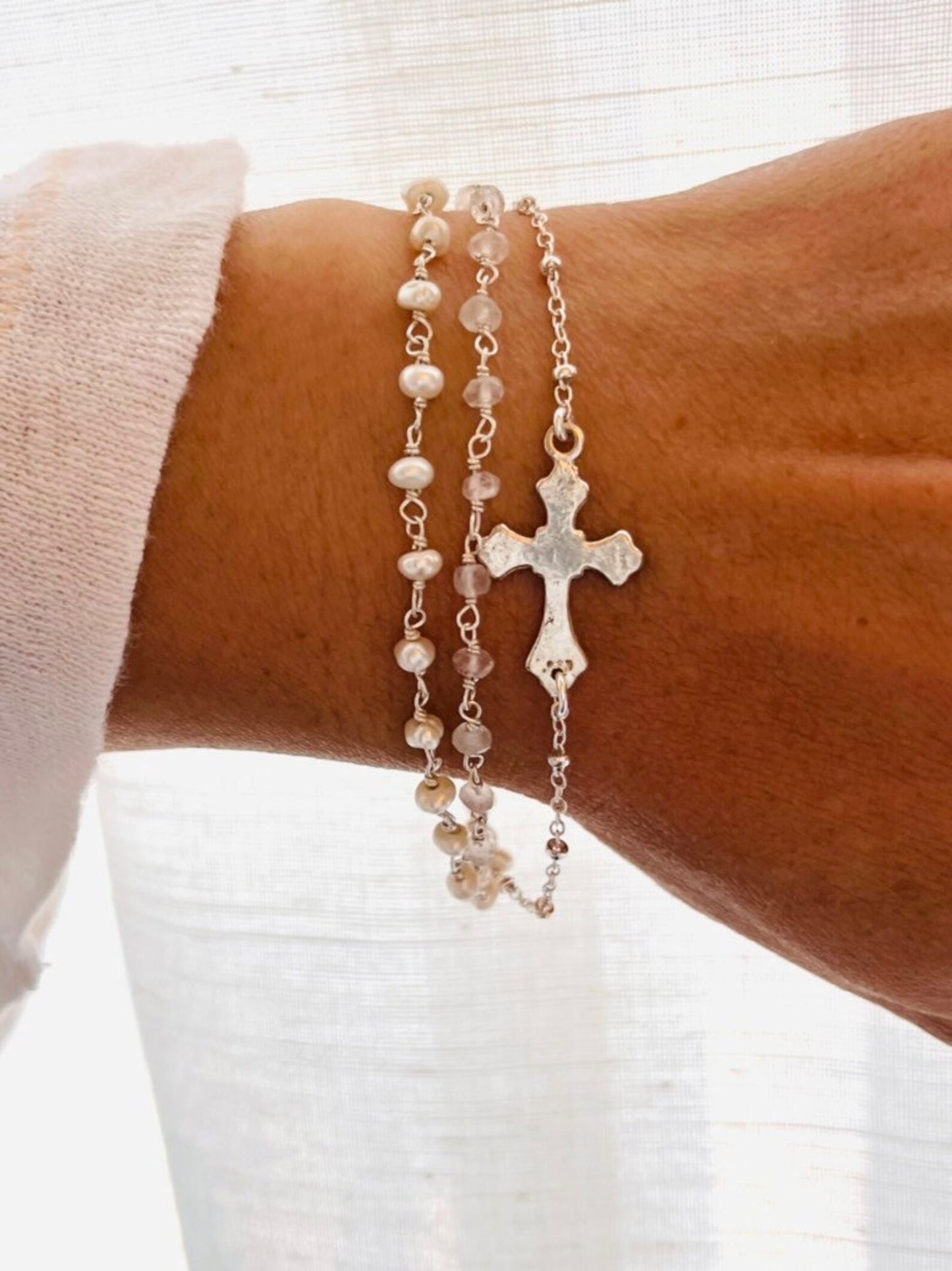 Cross Triple Layered Bracelet