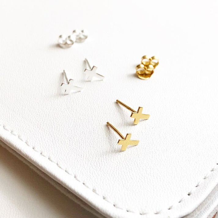 Tiny Cross Stud Earrings