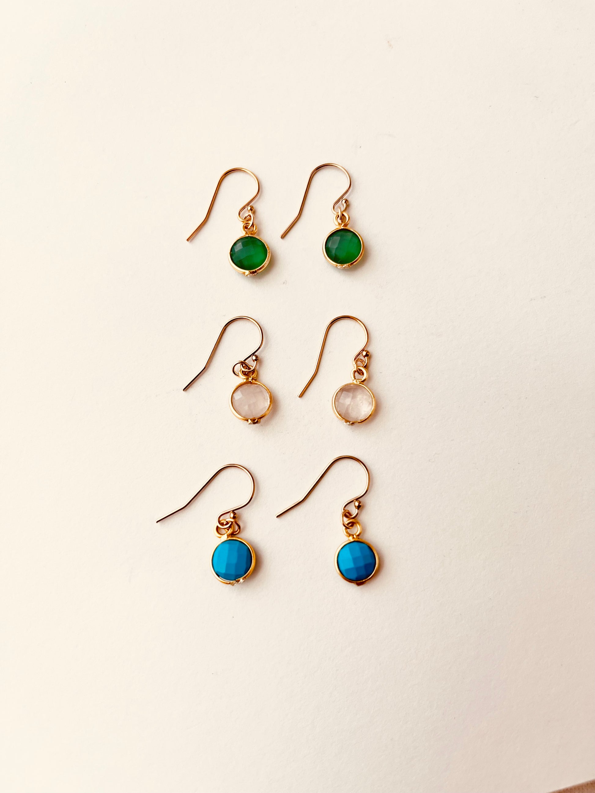 Gemstone Drop Earrings, Turquoise Earrings, Rose Quartz Earrings, Green Onyx Earrings, Dainty Drop Earrings, Gift For Her