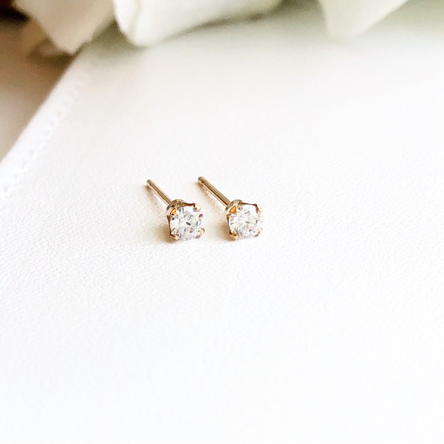 3mm stud earrings, 3mm cz studs