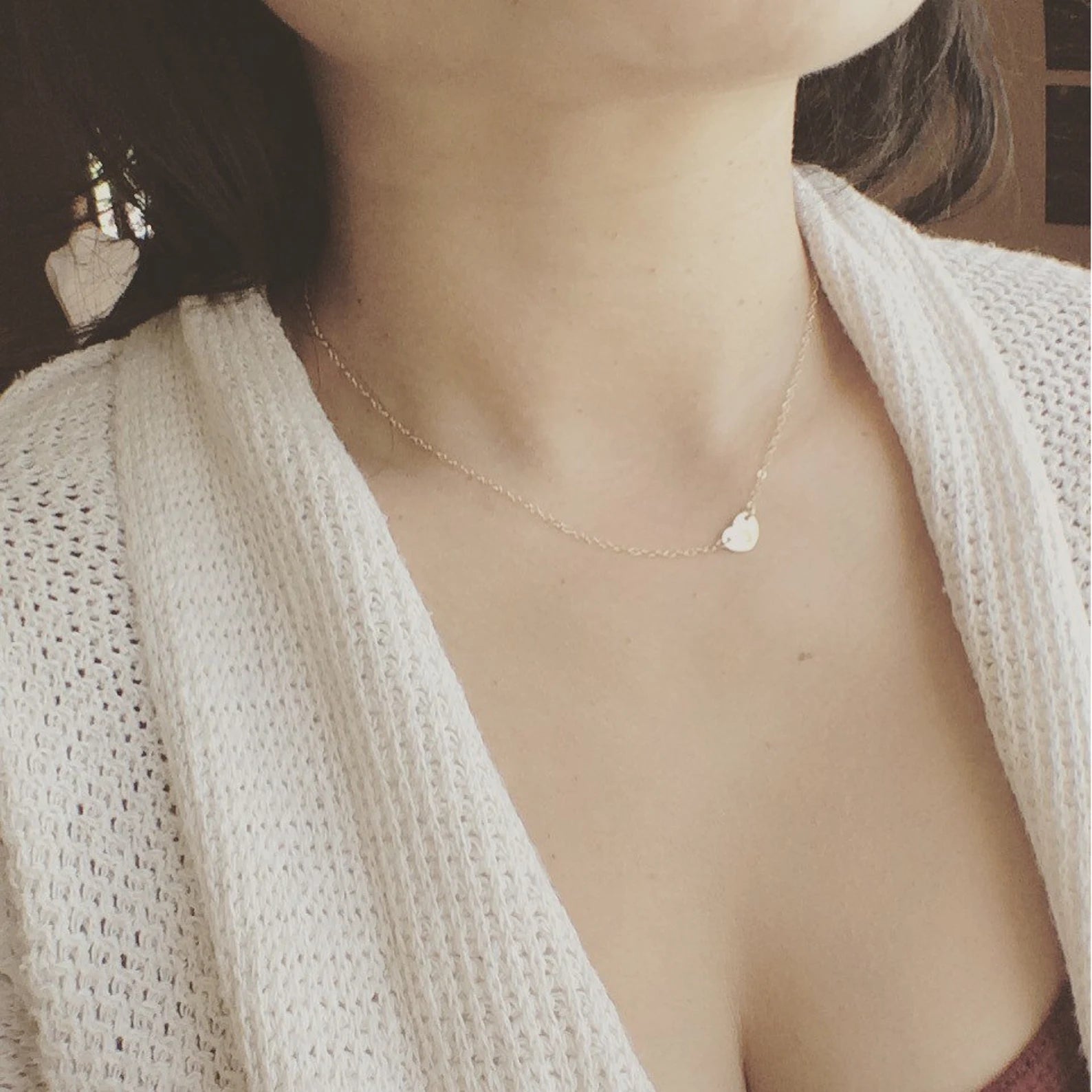 Tiny heart necklace with initial deals