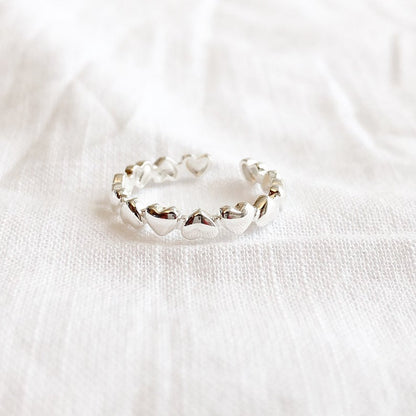 Heart Midi Ring, Adjustable Ring, Heart Eternity Ring, Silver Ring, Stackable Ring, Promise Ring, Midi Ring, Gift For Her