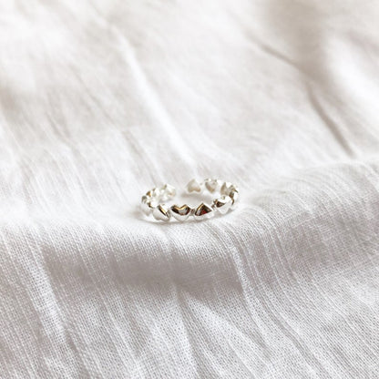 Heart Midi Ring, Adjustable Ring, Heart Eternity Ring, Silver Ring, Stackable Ring, Promise Ring, Midi Ring, Gift For Her